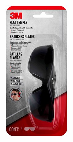 Gafas con Patillas Planas Anti-Rayaduras 3M, 47011H1-DC, Negro/Gris, Lente Gris, 6/Caja