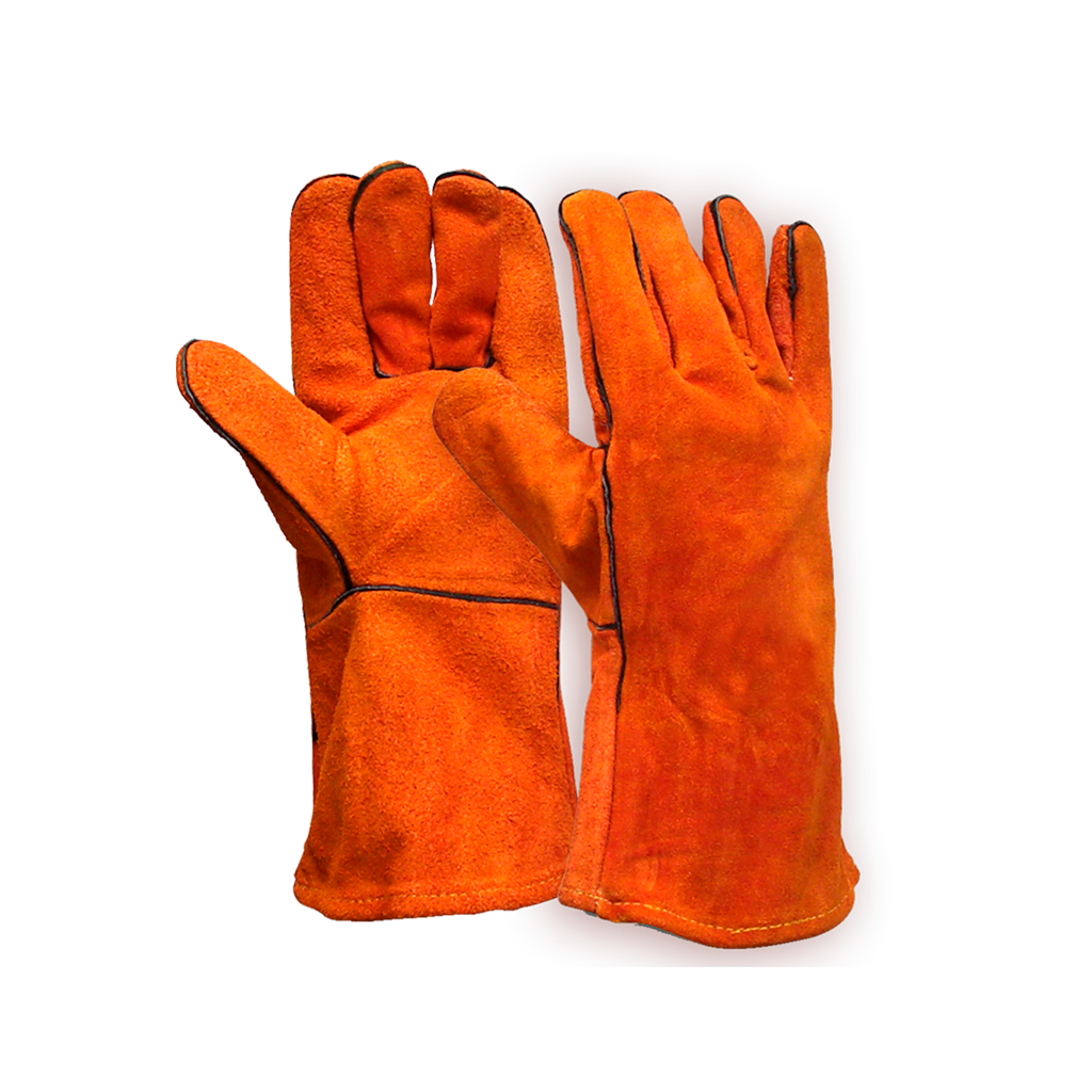 Guante cuero soldador naranjo, Steelpro