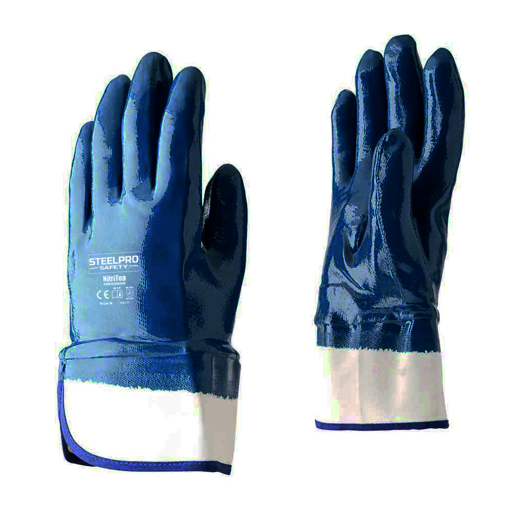Guante nitrilo puño seguridad, Steelpro