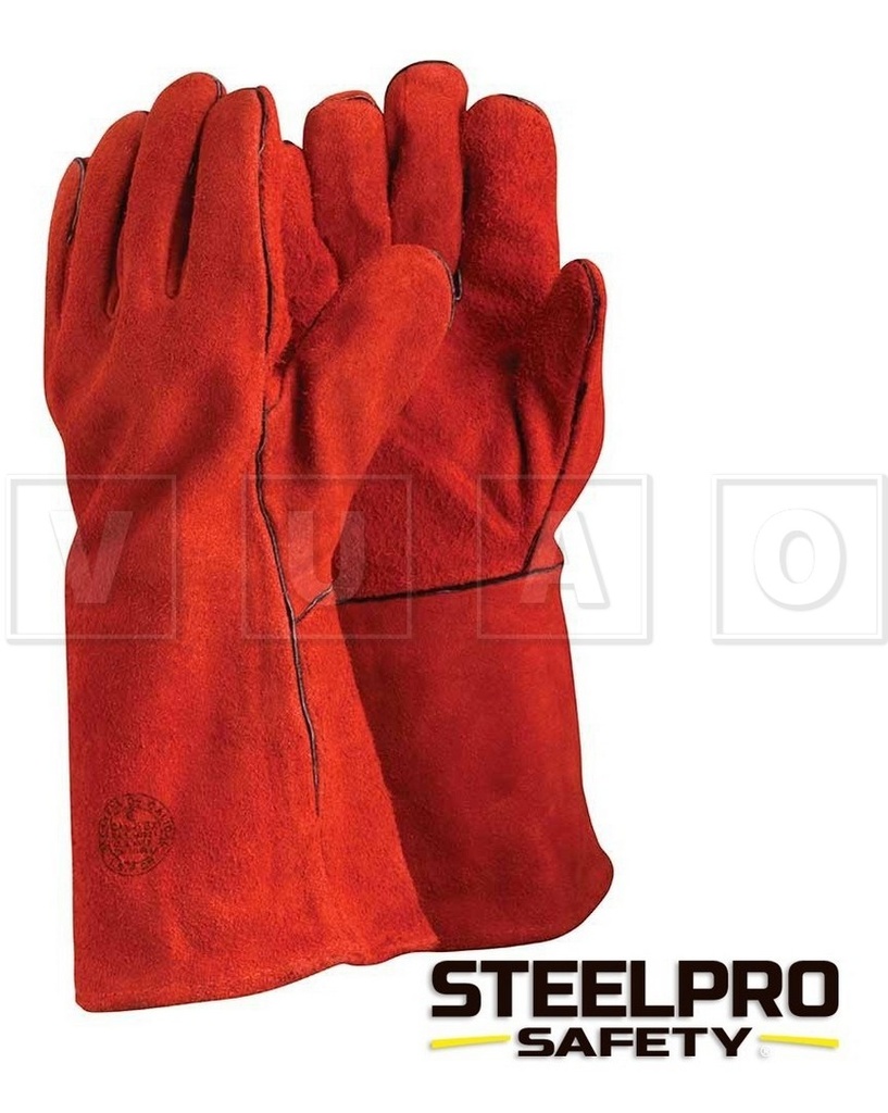 Guante cuero soldador Rojo, Steelpro