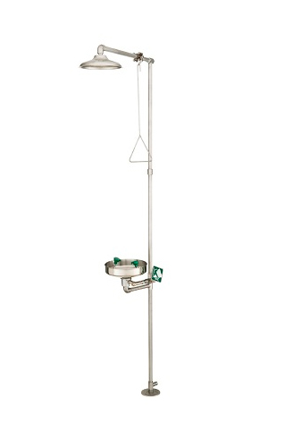 Haws CL-001i Ducha y lavaojos de emergéncia en acero inoxidable 304, con accionamiento manual. Accesórios en acero inoxidable 304.