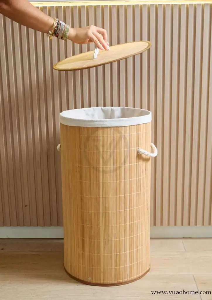 Vuao Cesta de Bambú con tejido Interior