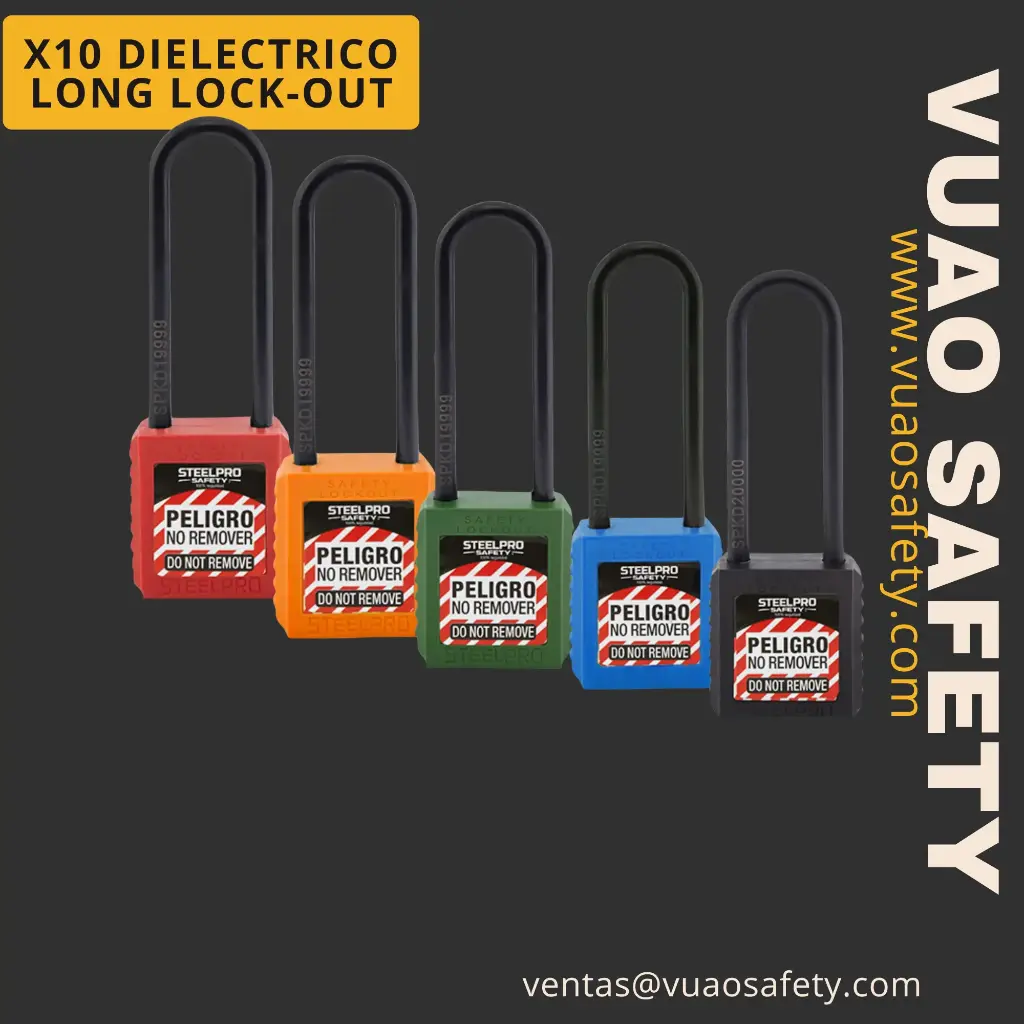 Candado X10 dieléctrico long🔒 Lock-out - Steelpro